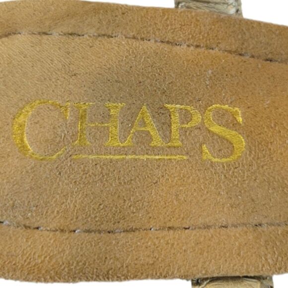 Chaps Toupe Snakeskin Print Wedge Buckle Sandals Size 6.5 - Picture 7 of 8